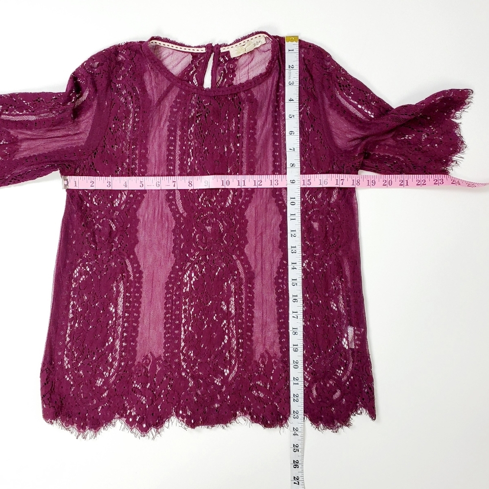 Rewind Womens Semi-Sheer Tunic Top Maroon‎ Medium - Picture 14 of 14